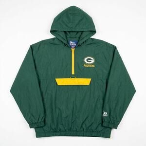 Green Bay Packers Windbreaker 1/4 Zip Hoodie Pullover Pro Layer Youth Large